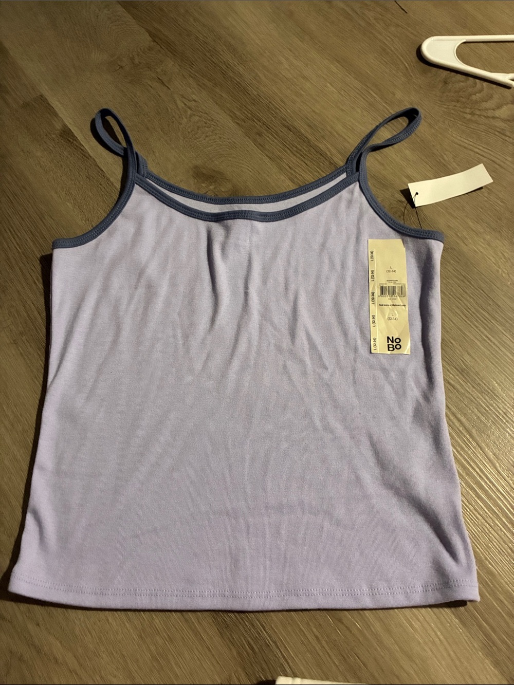 No Boundaries Light Lavender Tank Top with Navy Trim